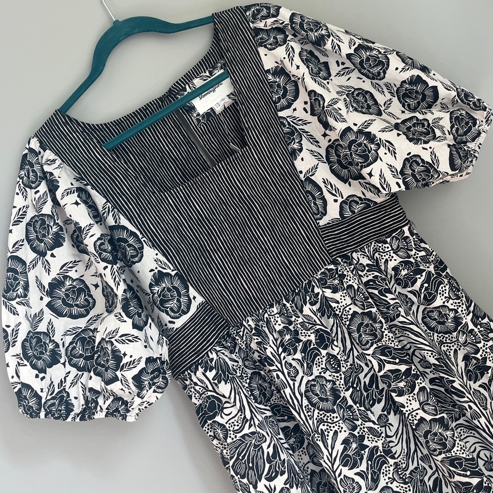 Anthropologie Blooming print Adrienne Flounced Cotton Floral Midi Dress NWT - Picture 9 of 12